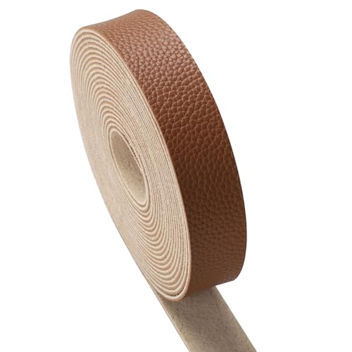 picheng Faux Leather Strap 1 Inches Wide Lychee Texture Leather Straps for Crafts, 200 Inches Long Faux Leather Strips - color: Brown - B
