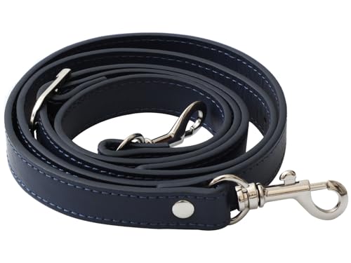IBWell Adjustable Purse Strap Replacement Leather Handbag Shoulder Strap Replacement with Metal Swivel Hooks,Blue-Sliver Lock,51x0.71(LxW) - color: Blue-sliver Hardware