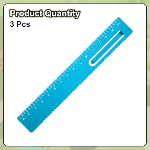 HARFINGTON 3pcs Straight Ruler 15cm Metric Metal Aluminum Alloy Measuring Bookmark Clip Ruler Scale Tool for Measure Study Reading Classroom Office, Blue - color: Deep Blue, size: 15cm