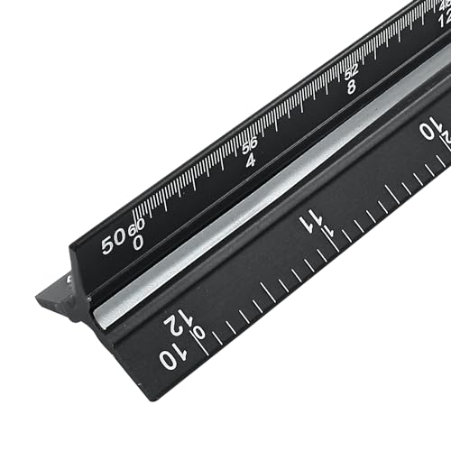Piutouyar 12 Inch Engineer Scale Ruler,Black, 3 Color Coded Grooves - color: Black(Three color identification bar)