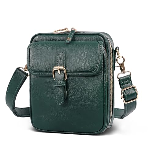 Vintage Messenger Bag,Womens Large Capacity Crossbody Leather Bags,Mini Shoulder Sling Pouch with Card Slots(6.1x3x8 inch) - color: Green, size: 6.1x3x8inch
