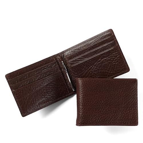 Premium Espresso Men's Slim Bifold Wallet with Money Clip, RFID Available, Full Grain Leather - color: Premium Espresso