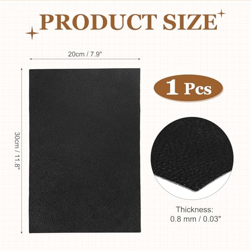 MECCANIXITY Top Grain Leather Sheet 11.8 x 7.9 Inch Natural Cow Leather 0.8mm Fabric Pieces for DIY Craft Furniture Office Belts Notebook Covers, Black - color: Black, size: 0.8mm