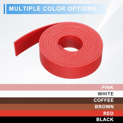 uxcell Leather Straps, 0.8 Inch Wide 79 Inch Long Soft Flat Leather Strips Cord for Craft Projects Tooling Belt Bag Making, Red - color: Red, size: 0.8 Inch Wide 79 Inch Long