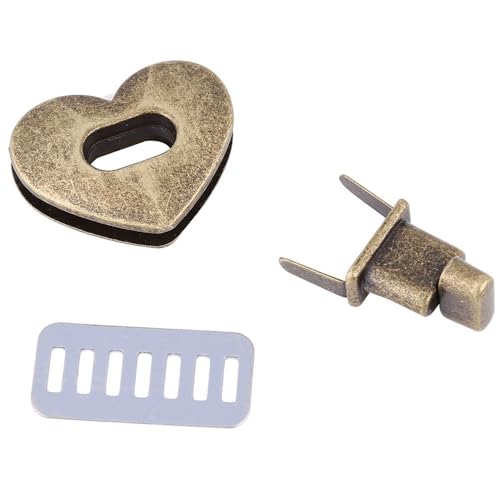 MOPFOL Heart-Shaped Twist Locks 5 Sets - Zinc Alloy Bag Clasps for Leather Handbags, Decorative Purse Hardware with Turn Lock Design(Bronze) - color: Bronze