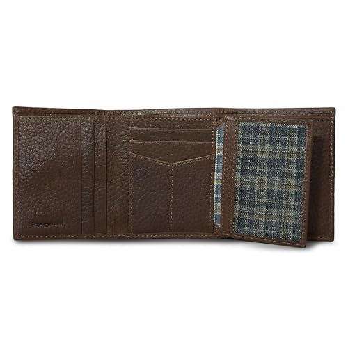 Eddie Bauer Men Signature Trifold Wallet - color: Rugged Leather - Brown