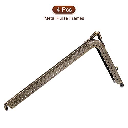 uxcell Metal Purse Frames - 7.3" 4Pcs Rectangle Kiss Lock Clasp Frame Embossed Clutch Frame for Bag Making DIY Craft Bronze - color: Bronze, size: 7.3"