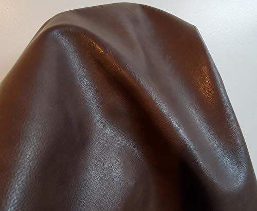 NAT Leathers 24 inch x 54 inch Vegan Faux Leather Fabric by the Yard Synthetic Pleather 0.9 mm Soft Smooth Upholstery 9 sq.ft. (24" x 54" -2/3 of Yard) (Brown) - color: Brown