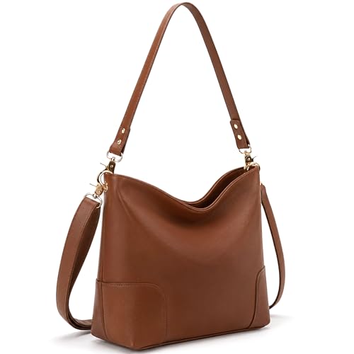 GEMIU Large Bucket Purse Shoulder Handbags Women Soft Leather Crossbody Bag | 2 Compartments, Capacity, 5 Pockets, Shoulder & Crossbody Straps, Soft, Occasions: Travel Trendy Casual - color: Brown