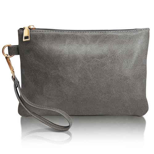 K.E.J. Clutch Purses for Women Wallet Wristlet Small Wallet Purses Clutch Handbags Zipper Purse for Ladies Women Gifts - color: Gray