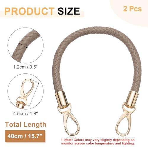 uxcell 2 Pcs Leather Purse Strap, 15.7 Inch PU Leather Braided Purse Replacement Shoulder Strap for Handbags with Buckle for DIY Handbag Purse Making, Khaki - color: Khaki