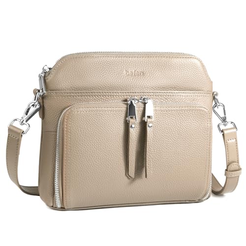 befen Genuine Leather Crossbody Bags for Women Travel Wallet Purse | Real Leather, Purse with Built in Wallet, RFID Blocking, 8 Card Slots, Crossbody Bag with Wallet, Detachable Shoulder Strap - color: Light Apricot