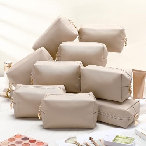 Sanwuta 9 Pcs Makeup Bags Bulk Toiletry Case,Apricot - color: Apricot