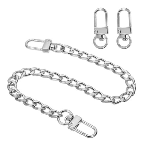 uxcell 11.8" Flat Purse Chain Strap, Silver Shoulder Straps Chains Metal Handbag Replacement Belt with 2 Pcs Metal Lobster Swivel Trigger Clips Style1 for Cross Body Wallet Bag - color: Silver, size: 11.8"