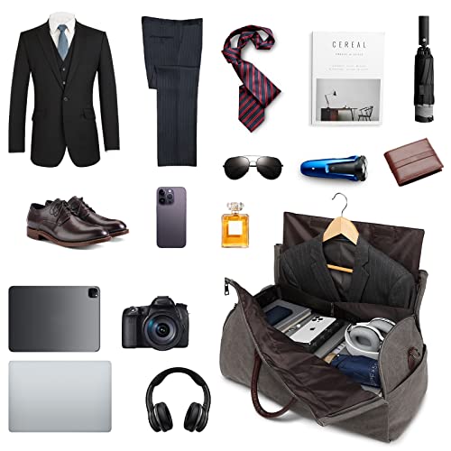 seyfocnia Convertible Travel Garment Bag,Carry on Garment Duffel Bag for Men Women - 2 in 1 Hanging Suitcase Suit Business Travel Bag - color: Grey-backpack