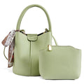 Mini Bucket Bags for Women, Vegan Leather Small Crossbody Purse with Removable Straps Trendy Top Handle Shoulder Straps - color: Green