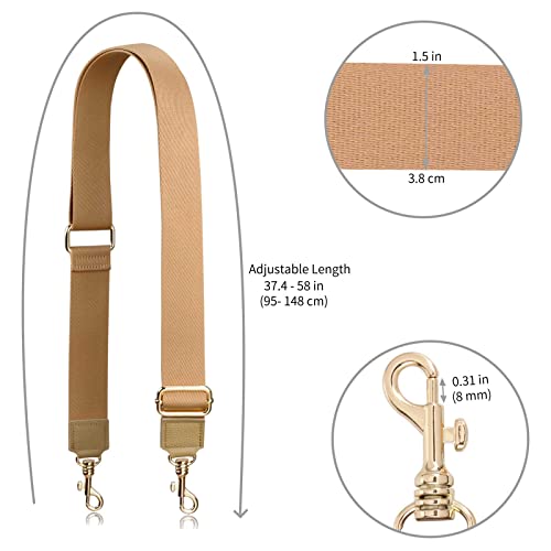 Allzedream Thick Purse Strap Wide Adjustable Replacement Crossbody Bag Handbag Leather Ends - color: Light Brown-leather Tip