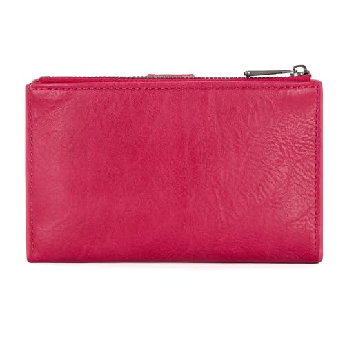Wrangler Wallet for Women Bifold Card Holder with Zipper and ID Window - color: A-Hot Pink