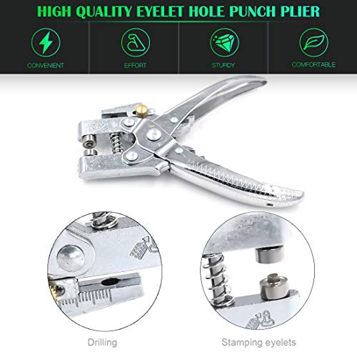 Keadic 300 Sets 1/5 inch Multi-Color Metal Eyelets Grommets Kit with Hole Punch Plier and 100pcs Extra Gold Eyelets, for Leather, Canvas, All Fabrics Clothes, Shoes, Belts, Bags, Crafts (11 Colors)