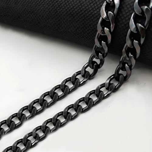 55" Black Heavy Duty Flat Iron Chain Purse Strap for Purse Handbag | Adjustable replacement shoulder strap, Flat Chain Strap with Connectors, universal accessory fit purses handbags (Gun-Black) - color: Gun-black
