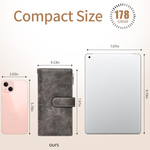 XINNSTAR Womens Wallet RFID Blocking Large Capacity Credit Card Holder Long Purses for Women with Wristlet Pocket ID Window - color: Gray