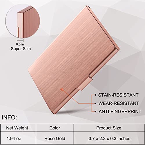 Business Card Holder, Slim Business Card Case for Men & Women, Pocket Metal Card Case, Professional Stainless Steel Business Card Holders, Purse Name Card Holder, Buckle Style Shut, Rose Gold - style: Rose Gold