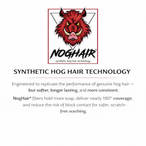Hi-Tech NogHair Wash Brush – 14" Multi-Level Car Wash Brush TB-14X3CR – Soft Bristles for Scratch-Free Cleaning – for Cars, Trucks & SUVs – Fits Threaded Handle