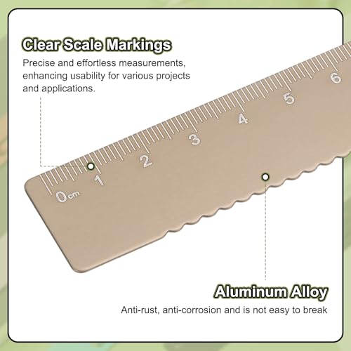 HARFINGTON 3pcs Straight Ruler 15cm Metric Metal Aluminum Alloy Measuring Bookmark Clip Ruler Scale Tool for Measure Study Reading Classroom Office, Gold - color: Gold, size: 15cm