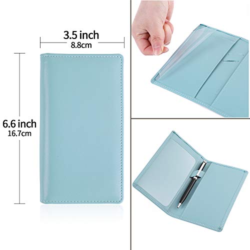 Leather Checkbook Cover for Men Women RFID Blocking by GNEGNI - color: Airy Blue