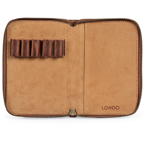 Londo Genuine Leather Padfolio – Portfolio Folder with Pencil Holder, Notepad & Zipper Closure for Business, Office & Travel - color: Cinnamon