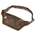 Water Resistant Canvas + Leather Hiking Riding Travel Fanny Waist Pack Small Phone Pouch For Men Women FB811-29 (W-8138-Brown) - color: W-8138-Brown