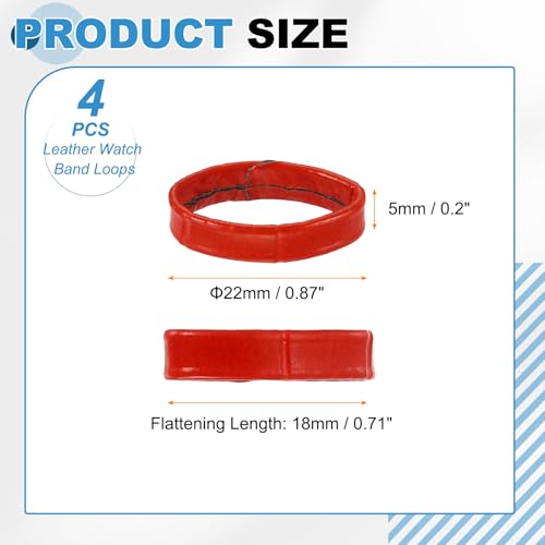 HARFINGTON Leather Watch Band Loops Replacement Watch Strap Holder Retainer Wristwatch Strap Fastener Rings for Wristband - color: Red, size: 18mm