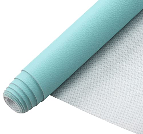 Picheng Lychee Faux Leather Fabric - 13.8" x 53" Soft Faux Leather Roll | Lychee Texture Solid Color Faux Leather Sheets Marine Vinyl for Making Crafts Leather Earrings Bows Sewing DIY (Light Blue) - color: Light Blue
