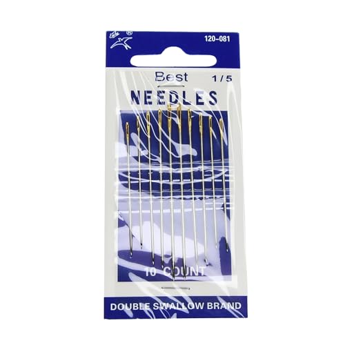 Sewing Needles Gold Eye Set, 3-20Pcs Fine Carbon Steel Needles for Leather, Upholstery, Canvas, Embroidery, Tapestry, DIY Projects Arts Crafts,120-015,120-023,120-065,120-043,120-051,120-073 Model