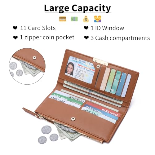 Slim Women's Wallet Ladies Credit Card Holder Bifold RFID Blocking - color: A05 Brown