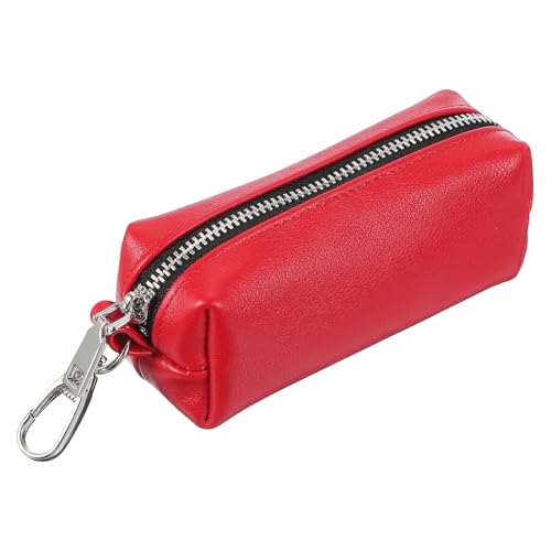 uxcell Leather Coin Purse, Leather Car Key Holder Bag Hand-held Change Purse Keychain Pouch Small Coin Pouch with Key Ring for Women and Men, Red - color: Red