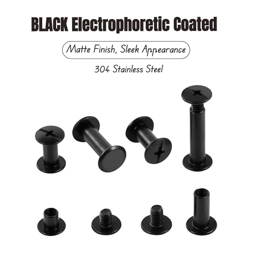 115 Sets Black Chicago Screws Kit for Leather Crafts, Screw Rivets - color: Black