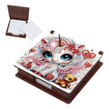 JZHYOAN Diamond Art Note Box for Woman, DIY Wooden Reusable Portable Office Holder Box, Message Paper Mosaic Storage Box for Bedroom Living Room-Unicorn-Contains 160 Sheets of Paper Note Holder