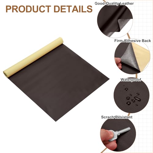 MECCANIXITY Leather Repair Patch 14"x54" Self-Adhesive Leather Vinyl Repair Tape Kit for Furniture Couches Sofa Chair Car Boat Seats Jackets, Dark Coffee - color: Dark Coffee