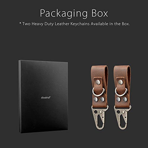 diodrio EDC Leather Strap Keychain Holder, Heavy Duty Belt Clip Key Ring Fob Holder. 2 per Pack. - color: Chestnut