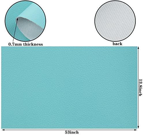 Picheng Lychee Faux Leather Fabric - 13.8" x 53" Soft Faux Leather Roll | Lychee Texture Solid Color Faux Leather Sheets Marine Vinyl for Making Crafts Leather Earrings Bows Sewing DIY (Light Blue) - color: Light Blue