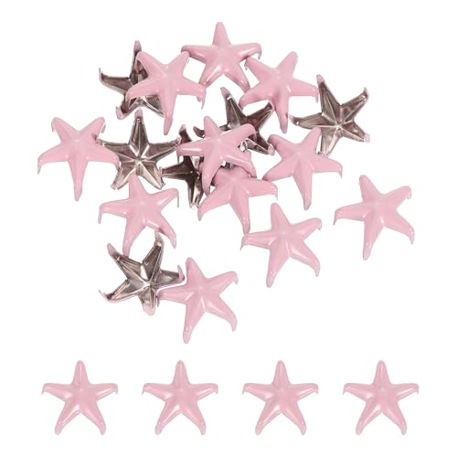 uxcell 100Pcs Metal Star Studs Claw, 10mm 5-Claw Punk Studs Rivets Spikes Nail Head Leather Rivets for DIY Crafts Clothing Leathercraft Bag Shoes, Pink - color: Pink, size: 10mm