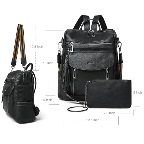 Shrrie Backpack Purse for Women Fashion Leather Backpack Purse Designer Travel Backpack Convertible Shoulder Bag with Wristlet - color: 2-2 Two-tone Black