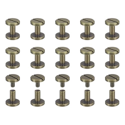 uxcell 30Pack Brass Chicago Screws, 8x10mm Flat Head Screw Back Binding Post Nail Stud Rivets for DIY Leather Craft Belt Strap, Bronze - color: Bronze, size: 8x10mm