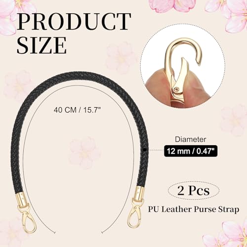 PATIKIL Braided Purse Straps PU Leather - color: Black, size: 15.7"