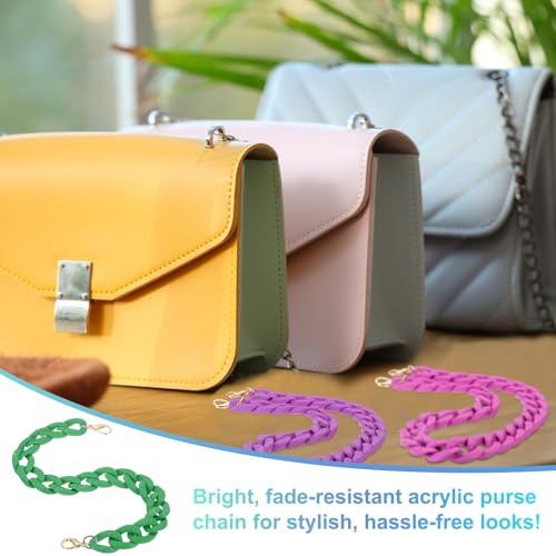 PATIKIL 15" Acrylic Purse Chain Acrylic Chain Linking Rings Dark Green - color: Matte Dark Green