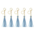 uxcell Leather Keychain Tassels, Women Tassel Bag Charm with Lobster Clasp Key Ring for Handbag Purse - color: Gray Blue