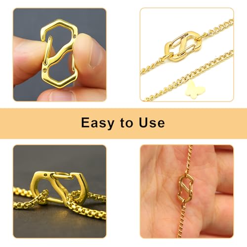 Double Opening Lobster Clasp,Gold Bracelet Clasp Charm Clasp,Necklace Connectors for Multiple Necklaces - 10 Pack (Small &Large) - size: Gold