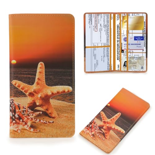 Leather Car Registration and Insurance Card Holder, Car Document Holder for Cards License with Magnetic Shut(Orange) - color: Orange