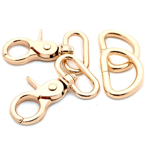 Trigger Snaps with D Rings, 6 Sets Hook Clasps Oval Swivel Trigger Clips Hooks Clips Snap for Straps Bags Belting Leathercraft (Gold,1 1/4") - color: Gold, size: 1 1/4"